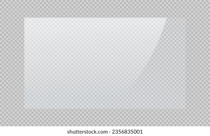 Transparent shiny glass plate. Screen reflection vector illustration on a transparent background