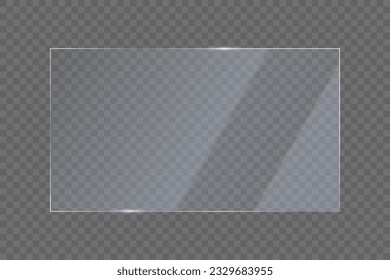 Transparent shiny glass plate vector illustration on a transparent background