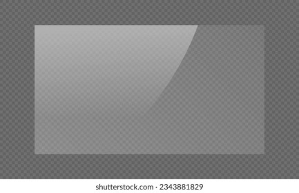 Transparent shiny glass plate vector illustration on a transparent background