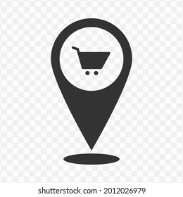 Transparent shopping location icon png, vector illustration of an shopping location icon in dark color and transparent background(png)