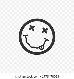 Transparent sick emoticon , vector illustration of an sick emoticon in dark color and transparent background