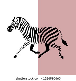 Transparent silhouette silhouette of running zebra. Vector illustration EPS 8