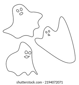 Transparent silhouettes of ghosts on a transparent background. Vector set for Halloween. Isolate.
