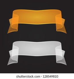 Transparent Silk Or Glass Ribbon Set. Vector