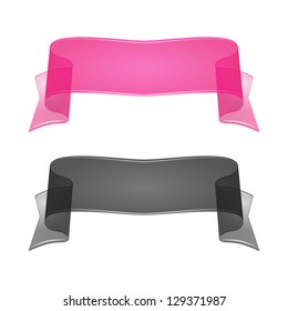 Transparent Silk Or Glass Ribbon. Set 2. Vector