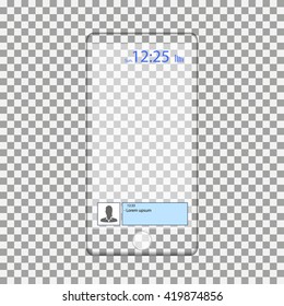 transparent smartphone. Transparent smartphone on a transparent background. Transparent smartphone, vector illustration. transparent iPhone