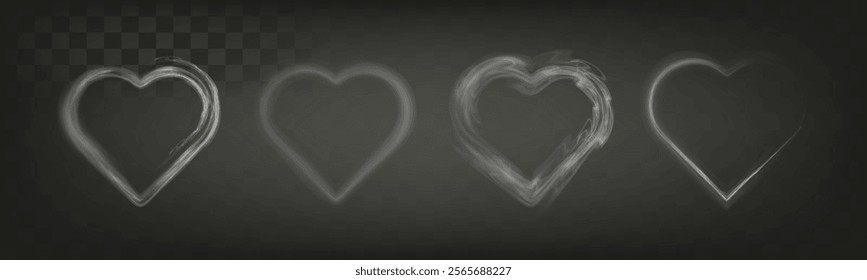 Transparent smoke heart shape with a soft, ethereal design, perfect for love and romantic themes.