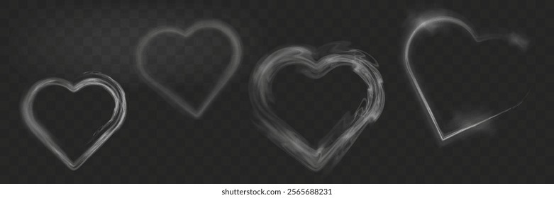 Transparent smoke heart shape with a soft, ethereal design, perfect for love and romantic themes.