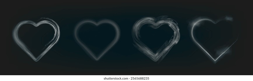 Transparent smoke heart shape with a soft, ethereal design, perfect for love and romantic themes.