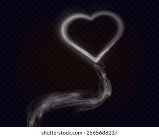 Transparent smoke heart shape with a soft, ethereal design, perfect for love and romantic themes.