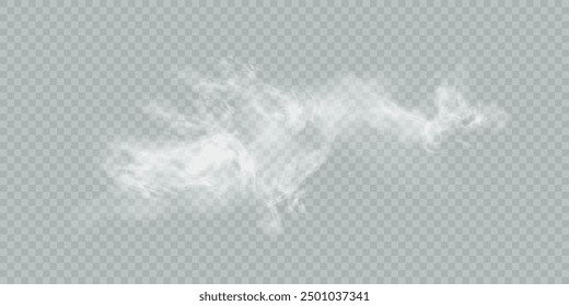 Transparent smoke PNG isolated on transparent background. Steam effect, special effect. Vector texture of steam, fog, cloud, smoke