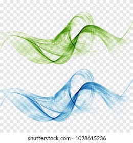 Transparent smoke.Abstract wave background.Blue and green wave.Set of vector waves.