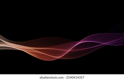 Transparent smoky wave flow, abstract wave background.