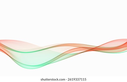 Transparent smoky wave flow, abstract wave background, design element.
