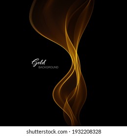 Transparent smooth golden wave stream black background Abstract golden wave background