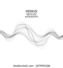 Transparent smooth gray wave on white background, design element for presentations, invitations