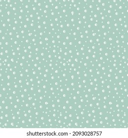 Transparent snow effect. Seamless textured pattern with a blue background. The circles are scattered randomly. Vector.