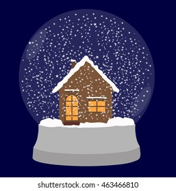 transparent snow globe with a house inside