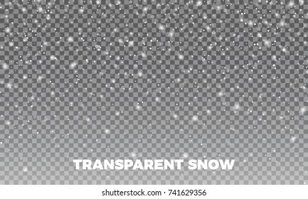 Transparent Snow. Vector transparent snow background. Christmas and New Year decoration.