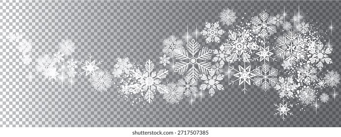 Transparent snow wave template, vector