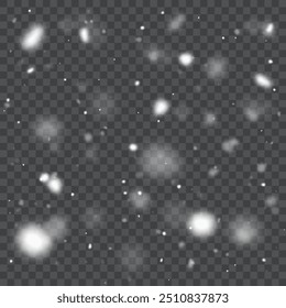 Transparent Snowfall Effect Isolated Winter Background. Vector EPS.
