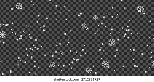 Fondo transparente de superposición de nieve Partículas de nieve de invierno realistas, Efecto de estación fría helada, Textura de patrón de copo de nieve para edición de fotos, diseño, año Nuevo y proyectos de Festiva