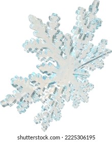 Transparent snowflake made from ice