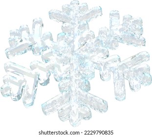 Transparent snowflake made from ice
