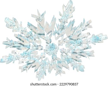 Transparent snowflake made from ice