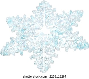 Transparent snowflake made from ice