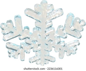 Transparent snowflake made from ice