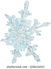 Transparent snowflake made from ice