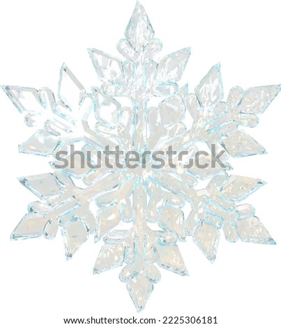 Transparent snowflake made from ice