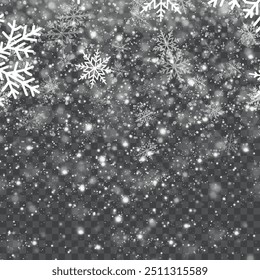 Superposición de copo de nieve transparente para proyectos de diseño de invierno. Ilustración vectorial