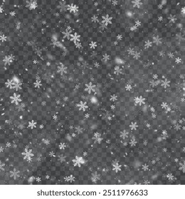 Superposición de copo de nieve transparente para proyectos de diseño de invierno. Ilustración vectorial.