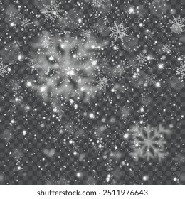 Sobreposição de floco de neve transparente para projetos de design de inverno. Ilustração vetorial.