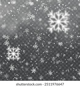 Sobreposição de floco de neve transparente para projetos de design de inverno. Ilustração vetorial.