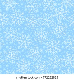 Transparent Snowflakes Seamless Pattern. Christmas seamless background. Eps-10
