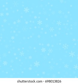 Transparent snowflakes seamless pattern on turquoise Christmas background.