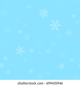 Transparent snowflakes seamless pattern on turquoise Christmas background.