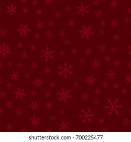Transparent snowflakes seamless pattern on wine red Christmas background.