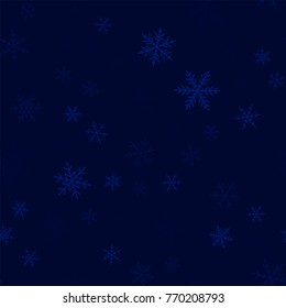 Transparent snowflakes seamless pattern on dark blue Christmas background.