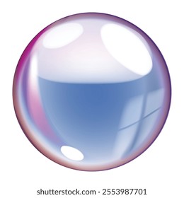 Transparent soap bubble isolated on white background