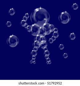 A transparent soap bubble man background design with room for text