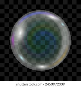 Transparent soap bubble on a transparent background. Vector illustration