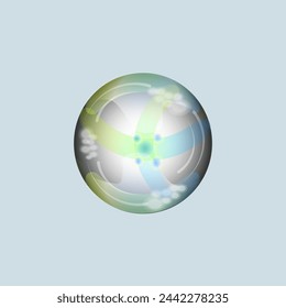 Transparent soap bubble in rainbow colors on a light background.