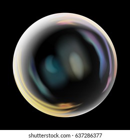 Transparent Soap Bubble. Realistic Vector Illustration