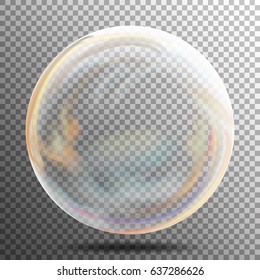 Transparent Soap Bubble. Realistic Vector Illustration