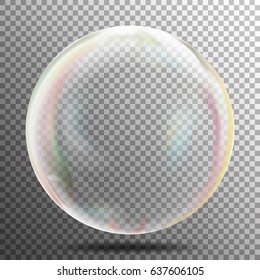 Transparent Soap Bubble. Realistic Vector Illustration. Air Bubble