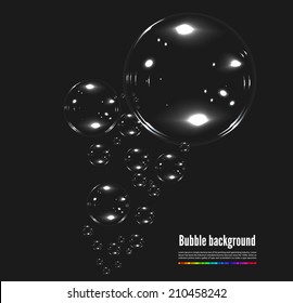 Transparent Soap Bubble. Vector Realistic Illustration On Black Background